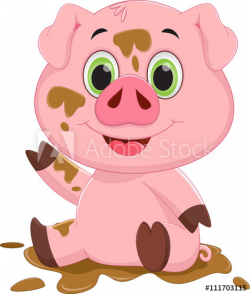 Cartoon pig play in mud - Buy this stock vector and explore similar ...