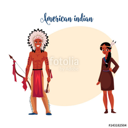 Native American Indian couple in traditional buckskin dress and ...