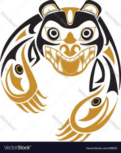A stylized two-tone native American totem bear. Download a Free ...
