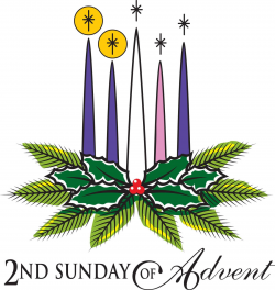 2nd Sunday Of Advent Candles And Palm Tree Leaves Clipart