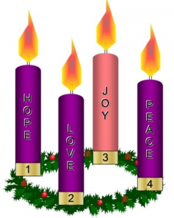Advent wreath: A circle of evergreen branches decorated with four ...