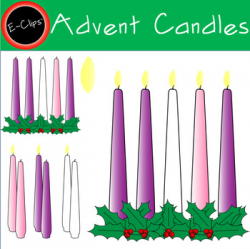Advent Candle Set Pink Mary White Christ Purple Lit Unlit Transparent Flame