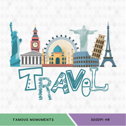 Travel Clipart, Wanderlust Clip Art, Tourist Attractions, Taj Mahal ...