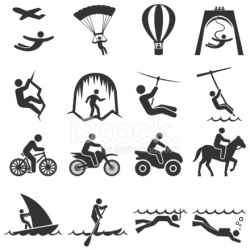 Black and White Adventure Travel Icon Set Stock Vector - FreeImages.com