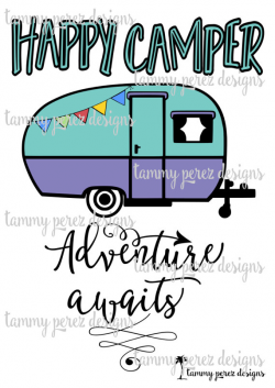 Happy Camper Adventure Awaits Campfire Camping SVG DXF File