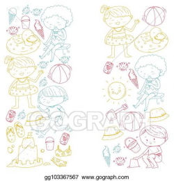 Vector Art - Kids on happy summer holiday. colorful banner ...