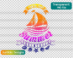 Colorful Summer Adventures Sailboat Clipart - Family Vacation Gift Idea PNG