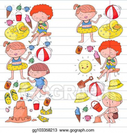 Vector Art - Kids on happy summer holiday. colorful banner ...