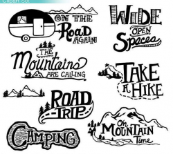 Mountain Clipart Digital, Camping Outdoor Adventure Clipart ...