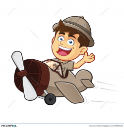 Boy Scout Or Explorer Boy Riding Airplane Illustration 38960044 ...