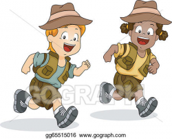 Vector Stock - Boy and girl kids running for safari adventure ...