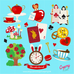 Alice Wonderland Digital Vector Clip art / Alice Adventure Clipart ...
