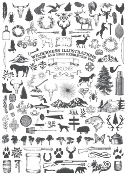 Camping Clipart, Animal Clipart - Nature Rustic Adventure Wilderness ...