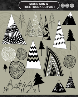 Mountain Adventure Clip Art Hand-drawn Clipart Editable