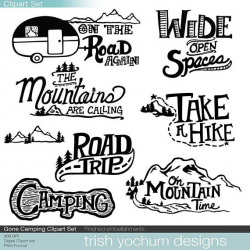 Mountain Clipart Digital, Camping Outdoor Adventure Clipart ...