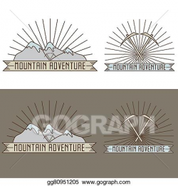 Vector Art - Set of vintage line craft labels mountain adventure ...