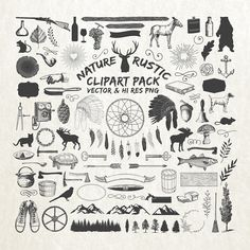 Rustic Clipart Pack - Hunting Lumberjack Nature Camping Wilderness ...