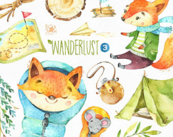 Woodland Friends 3. Watercolor animals clipart fox forest