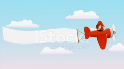 Cartoon Red Plane With Pilot and Advertising Banner stock vectors ...