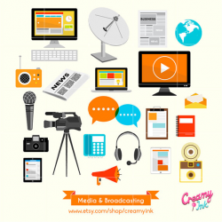 Media Broadcasting Digital Vector Clip art / Social Media Clipart ...