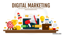 Digital marketing and digital advertising concept. Media promotion ...