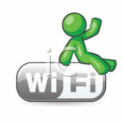 A Man Advertising Wireless Internet - Royalty Free Clipart Picture