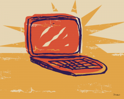 Free Retro Laptop Illustration for Websites and Bloggers Download