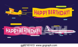 Vector Art - Plane flying with advertising banners. Clipart Drawing ...