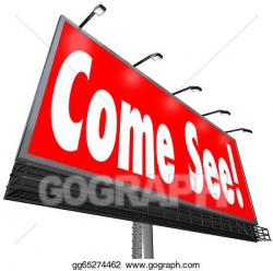 Clipart - Come see words billboard attention advertisement ...