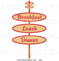 Retro Clipart of a Vintage Beige Restaurant Sign Advertising ...