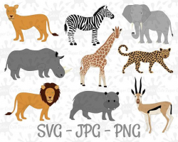 Safari Animal Clipart, African Safari Animals, Lion SVG, Hippo ...