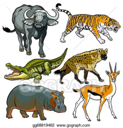 Vector Clipart - Set with wild african animals . Vector Illustration ...