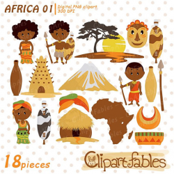 Africa clipart Zulu Tribe DIgital Clip Art Travel clip art