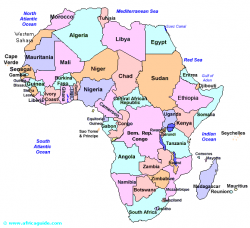 White outline printable Africa map with political labelling, borders ...