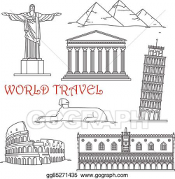Vector Stock - Travel landmarks of italy, brazil, greece ...