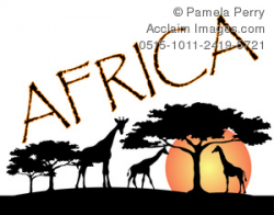 Clip Art Image of an Africa Travel Logo With Giraffes and Umbrella ...
