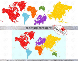Teaching Continents Digital Clip Art: North America South America ...