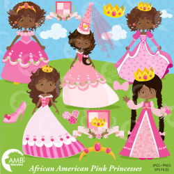 Princess in Pink Clipart, Princess Clipart, African American ...