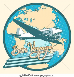 Vector Stock - Bon voyage abstract retro plane poster. Clipart ...