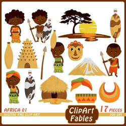 Africa clipart Zulu Tribe DIgital Clip Art African culture | Safari ...