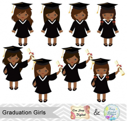 Instant Download Graduation Girls Clipart, African American Girls ...
