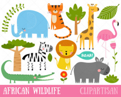 African Wildlife Clip Art | Safari Animals Printable | Jungle by ...