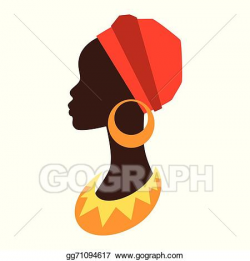 Vector Stock - Silhouette of african girl in profile with earrings ...