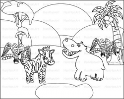 Outline Wild Jungle school Woodland Clip Art zoo line stamp africa ...