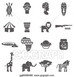 Vector Art - African culture black icons set. Clipart Drawing ...