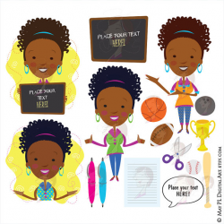 African American Woman Black Women Ponytail Teacher Sports Clipart ...