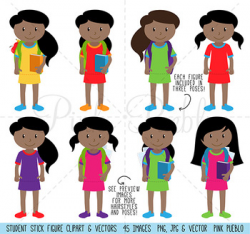 Huge Pack of African American Female Student Clipart Clip Art ...