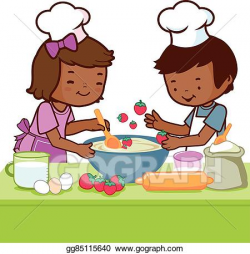 Vector Art - African children cooking in the kit. Clipart Drawing ...