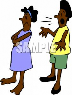 Royalty Free Clipart Image: An African American Couple Fighting