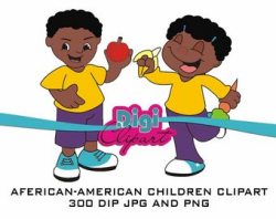 Asian African-American Hispanic Children Clipart Kids INSTANT